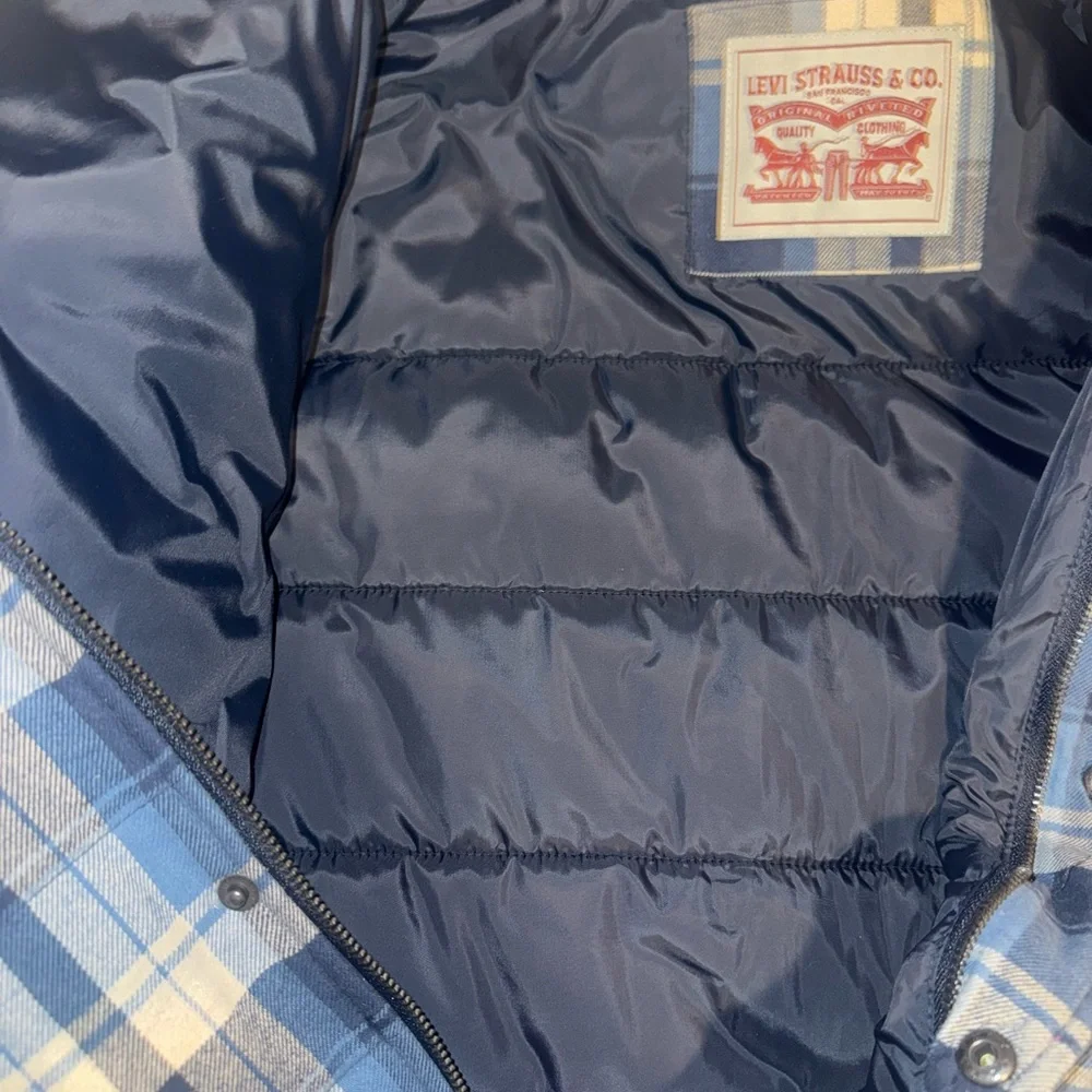 Levi's Navy and Light Blue Plaid Shirt Jacket - Picture 4 of 8